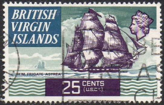 British Virgin Islands 1970 25c HMS Astrea, 1808 used