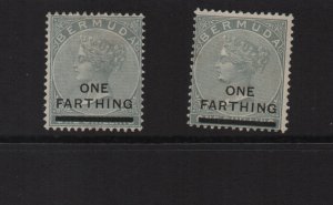Bermuda 1901 SG30 One Farthing overprint - 2 mounted mint examples