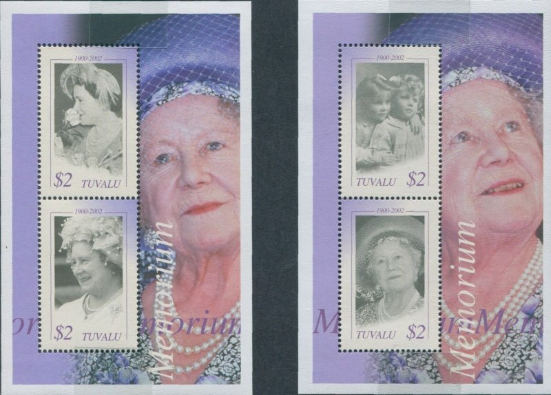 Tuvalu 2002 SG1066 Queen Mother Memorium MS (2) MNH 