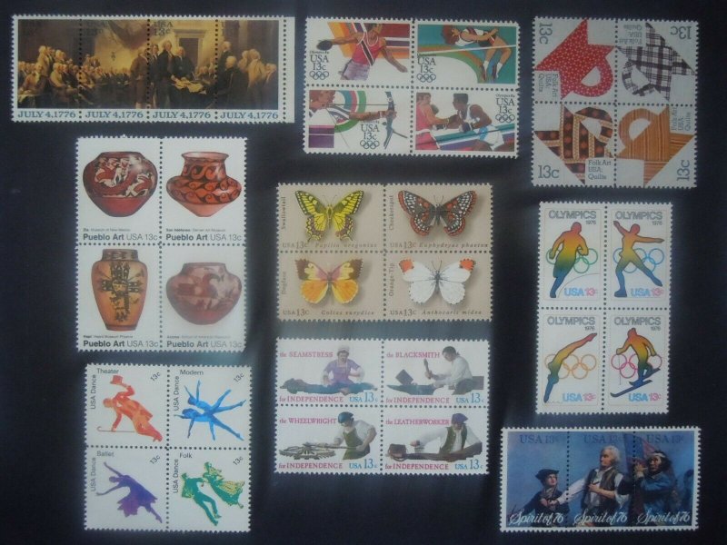 US Commemorative Lot of 13c Se-tenants  MNH OG VF
