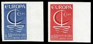 France, 1950-Present #1163-1164 (YT 1490-1491) Cat€140, 1966 Europa, imperf...