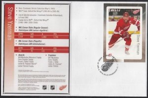 CANADA  #2951 NHL STEVE YZERMAN ON SUPERB HOCKEY CARD STAMP ON FIRST DAY COVER