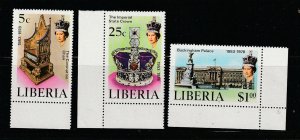 Liberia 813-815 Set MNH Queen Elizabeth Coronation Anniversary