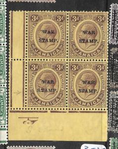 JAMAICA  (P0706B)  KGV WAR TAX SG 72+72C IN BL OF 4  MOG