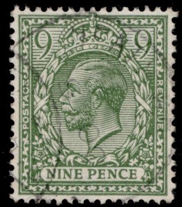 GB GV SG393a Specimen N30(1), 9d Olive-Green, LITTLE USE. Cat £30. CDS-