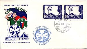 Philippines FDC 1957 - Girl Scout World Camp - 2x5c Stamp - Pair - F43279