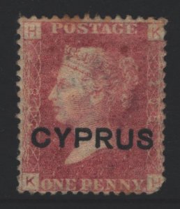 Cyprus Sc#2 MH - part gum, plate 208, pencil and small stamp on reverse