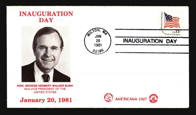 George Bush 1981 Inauguration Cover / Americana Unit Cachet - Z14515