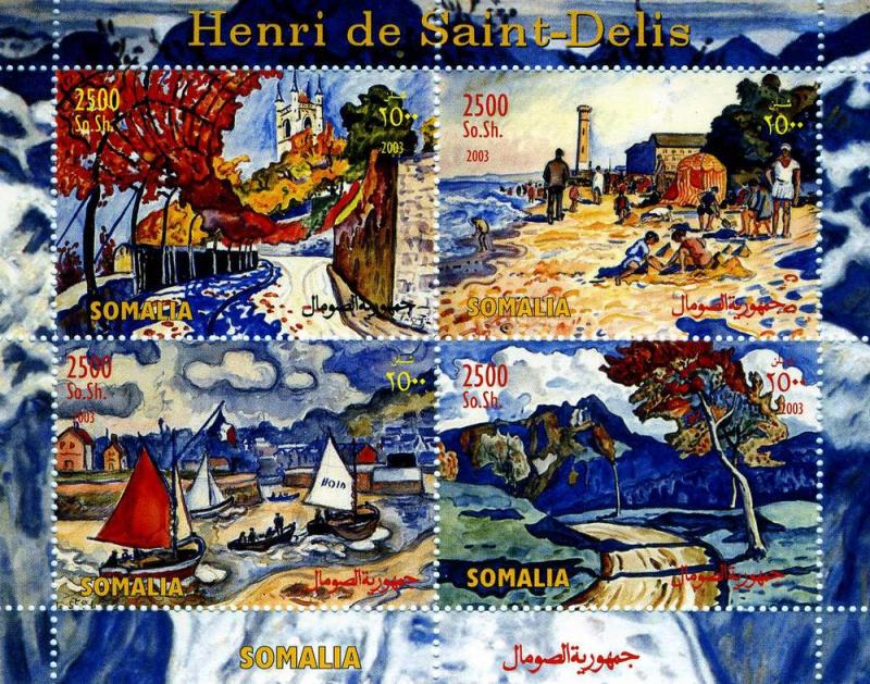 Somalia 2003 HENRI DE SAINT-DELIS Paintings Sheet (4) Perforated Mint (NH)