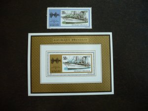 Stamps - Rwanda - Scott# 587, 593 - Mint Never Hinged Part Set of 1 Stamp + 1 SS
