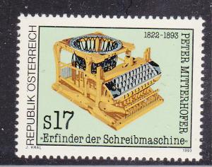 AUSTRIA 1591 MNH 1993 Typewriter Made by P. Mitterhofer