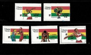 Ghana 1988 - Olympic Winners OVPT - Set of 5 Stamps - Scott #1084-8 - MNH