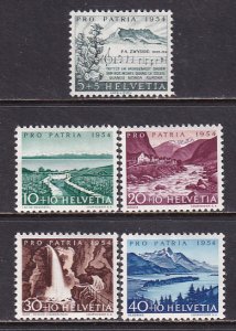 Switzerland 1954 Sc B232-6 Neuchatel Sils Lakes Maggia River Taubenloch Stamp MH