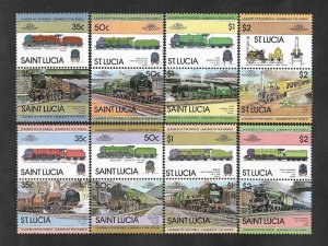 SD)1983 ST. LUCIA COMPLETE SERIES OF RAILWAY LOCOMOTIVES, LEADING THE W