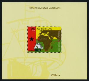 Guinea-Bissau 1003a MNH Map, Ship, Maritime Discoveries