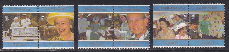 Tuvalu # 751a-755a, Queen Elizabeth's Golden Wedding Anniv, NH, 1/2 Cat.