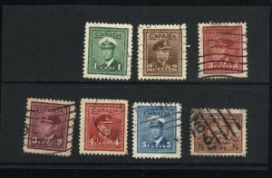 Canada #249, 250, 251, 252, 254, 255, 256  used     PD