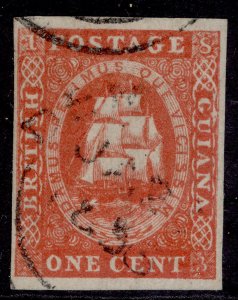 BRITISH GUIANA QV SG11, 1c vermilion, VERY FINE USED. Cat £1700. CDS