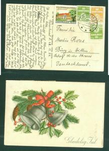 Denmark. Christmas Card 1934 With Seal + 2 x 5 +10 Ore. Bells. Adr: Germany