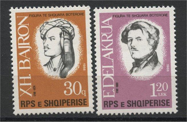 ALBANIA  PERSONALITIES  LORD BYRON  EUGENE DELACROIX 1988  NH SET