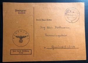 1942 Gmund Germany Internal Revenue Official  Postcard Cover Warning Tax