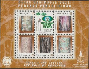 2000 MALAYSIA Forests Society: The Role of Research 25sen x 5V MS SG#MS918 MNH