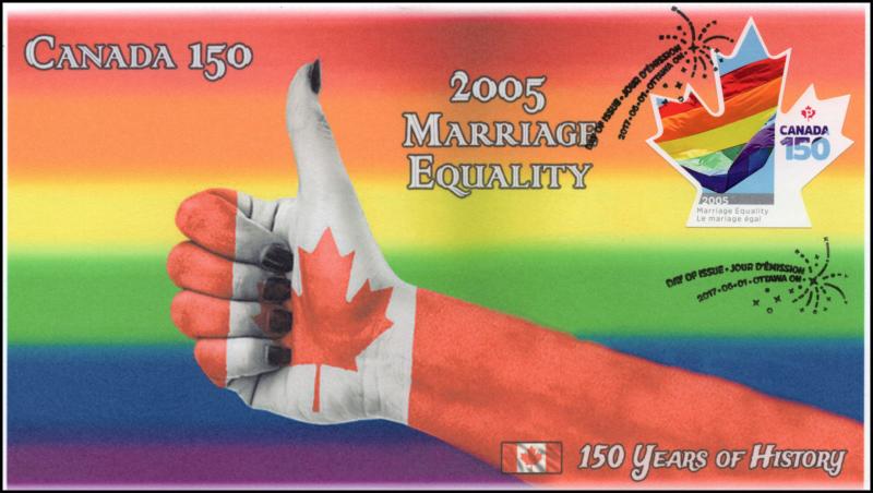 CA17-033, 2017, Canada 150, 2005 Marriage Equality, Day of Issue, FDC