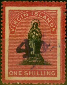 Virgin Islands 1888 4d on 1s Black & Rose-Carmine SG42 Fine MM-Variant 13