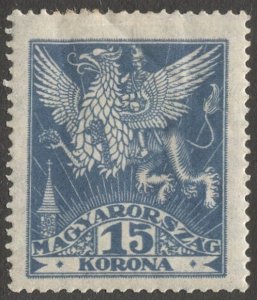 HUNGARY 1923 Sc B73  15K, mh, VF, Griffin