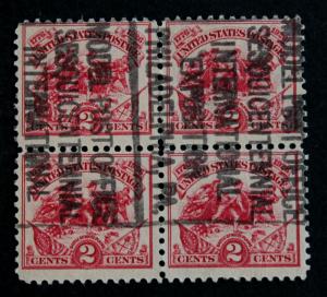 US #630 Block of 4 with Philadelphia Expo Roller Cancel (P26-08)