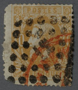 Belgium #34 Used VG Red Place Cancel Classic Dots Cancel Number 12 HRM