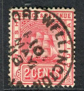 BRITISH GUIANA; 1907-10 early issue 2c. used + fine POSTMARK, 