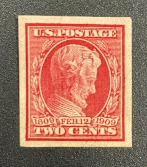 US stamp scott# 368 Lincoln Imperforate 1909 Mint NH OG MNH rich color beauty!