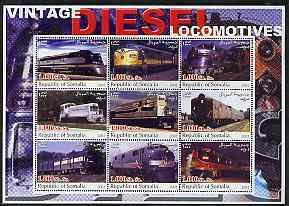 SOMALIA - 2002 - Vintage Diesel Locos #3 - Perf 9v Sheet - M N H - Private Issue