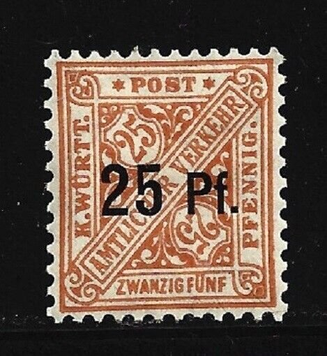 Germany Wurttemberg Stamp-Scott # O146/O6-25pf on 25pf-Mint/VLH-OG-1916-Official