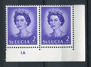 ST.LUCIA; 1960s early QEII pictorial issue MINT MNH Sheet CORNER PAIR