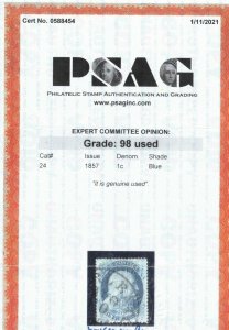 USA #24 Used Superb Gem With Charleston PMK Graded 98 **With Certificate**