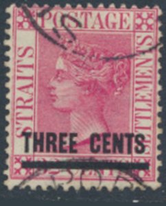 Straits Settlements    SC# 74 Used  w/ surcharge see details & scans