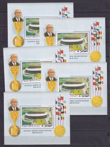 Fujeira 1970 Football World Cup Mexico Flags Block Mi27A x5 Lot