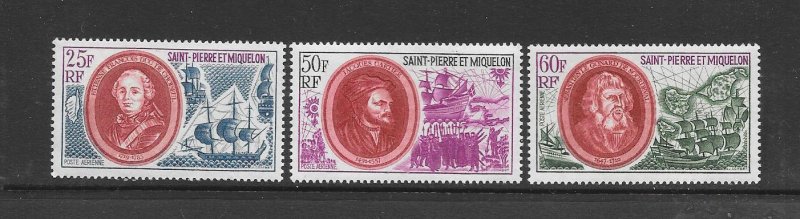 ST PIERRE & MIQUELON #47-49 EARLY EXPLORERS MNH