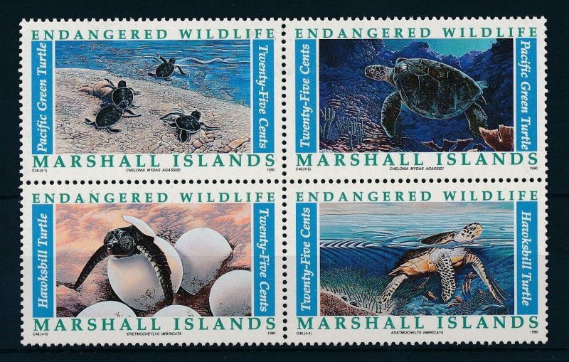 [23418] Marshall Islands 1990 Marine life endangered turtles  MNH