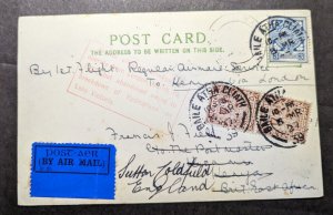 1927 Ireland Airmail Postcard First Flight Cover FFC Dublin to Kisumu Kenya