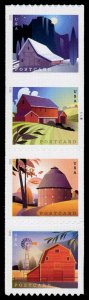 2021 36c History of American Barns, Postcard, Strip of 4 Scott 5550-5553 Mint NH