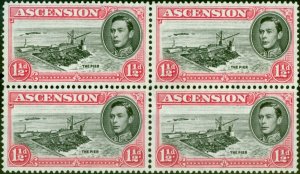 Ascension 1949 1 1/2d Black & Rose-Carmine SG40d V.F MNH & VLMM Block of 4