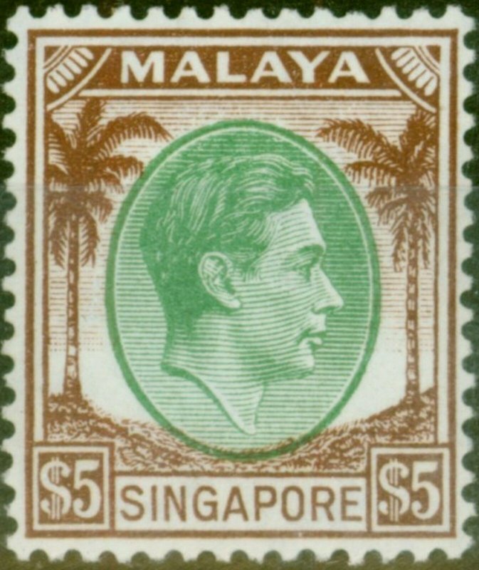 Singapore 1948 $5 Green & Brown SG15 V.F MNH