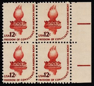 US 1594 MNH VF/XF 12 Cent Statue of Liberty Torch Block of 4