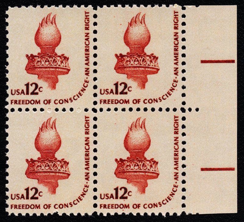 US 1594 MNH VF/XF 12 Cent Statue of Liberty Torch Block of 4