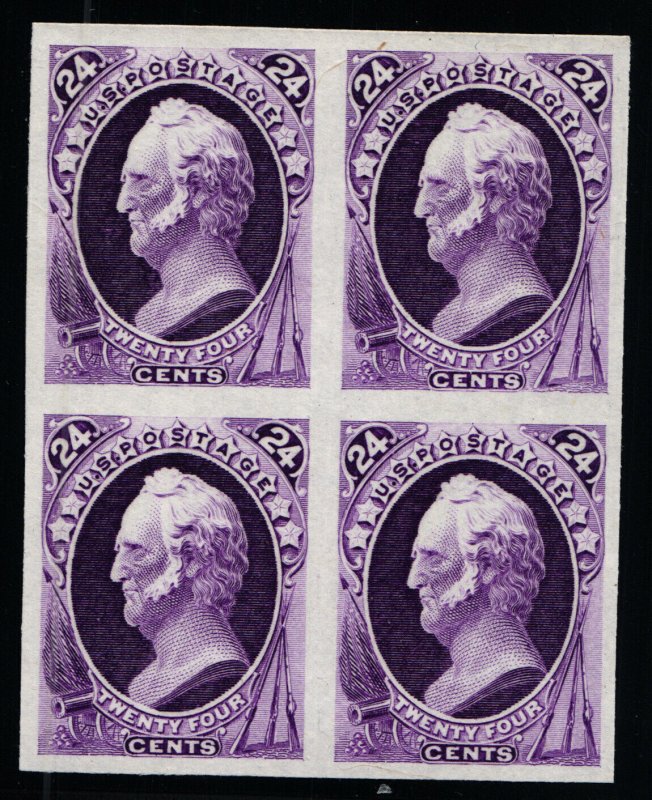 Scott #164P3  - 24c - Violet - Plate Proof on India - Block of 4 - 1873 Scarce!