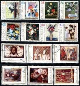 POLAND Sc#2740, 2743, 2894//2953 (60 stamps + 2 SS) 1989 Year Near Compl Used