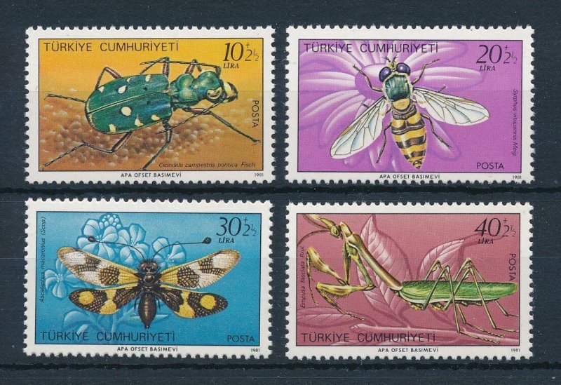 [119352] Turkey 1981 Insects butterfly beetle praying mantis bee  MNH